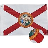 ROTERDON Florida Flag 12x18 Inch, Embroidered FL State Flag Double Stitched 12"x18" for Boat, Heavy Duty Nylon Boat Flags with Brass Grommets