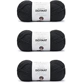 Bernat Softee Cotton Yarn for Crocheting Soft, Black, 3-Pack | #3 DK Light Yarn, 60% Cotton 40% Acrylic, Soft Crochet Yarn for Garments, Knitting &amp; Crafts, 254yds, 120g/4.2oz per skein