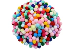 Lawie 500 PCS 2cm 0.8 Inch Christmas Rainbow Colors Large Pom Poms Arts and Crafts Party Craft Pom Pom Balls Ornaments Pompoms for Crafts DIY Puff Balls Pompom Maker Bulk Decorative Accessories