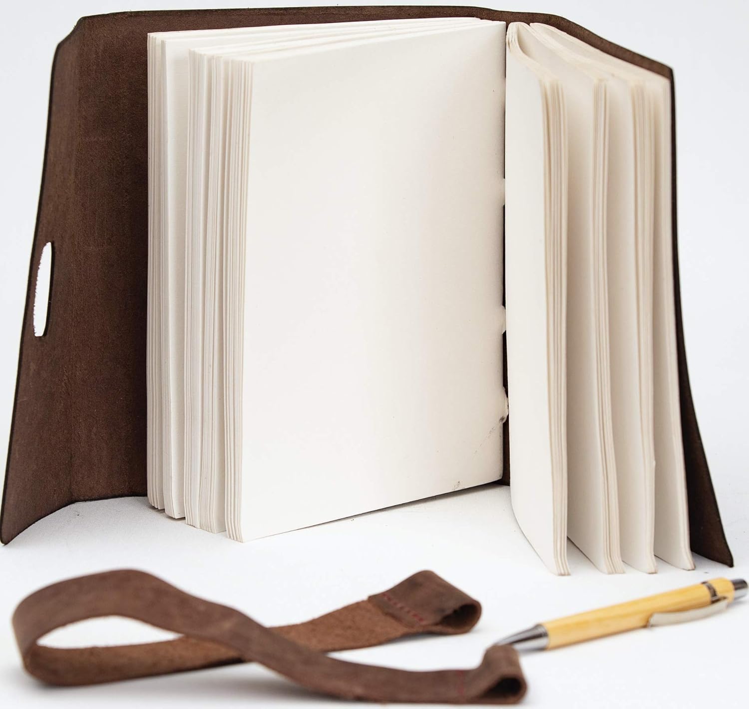 Genuine Leather Journal Writing Notebook with Pen Hand Made in India for Men and Women - Unlined Hand Crafted Recycled Sheets - 8x6 Inches - Perfect Gift Travel Diary, Sketchbook with Gift Box : Office Products