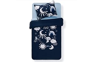 SLEEP ZONE Kids Duvet Cover Set Queen Size 3 Pieces - Super Soft & Cute Comforter Cover with 2 Pillow Shams, Easy Care Zipper Closure (Weather Family, Queen)