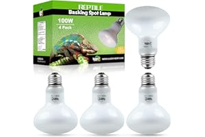 LUCKY HERP 4 Pack 100W Reptile Heat Lamp Bulb (2nd Gen), Amphibian Basking Light Bulb, Reptile Daylight Bulb for Turtle, Bearded Dragon, Lizard Heating Use