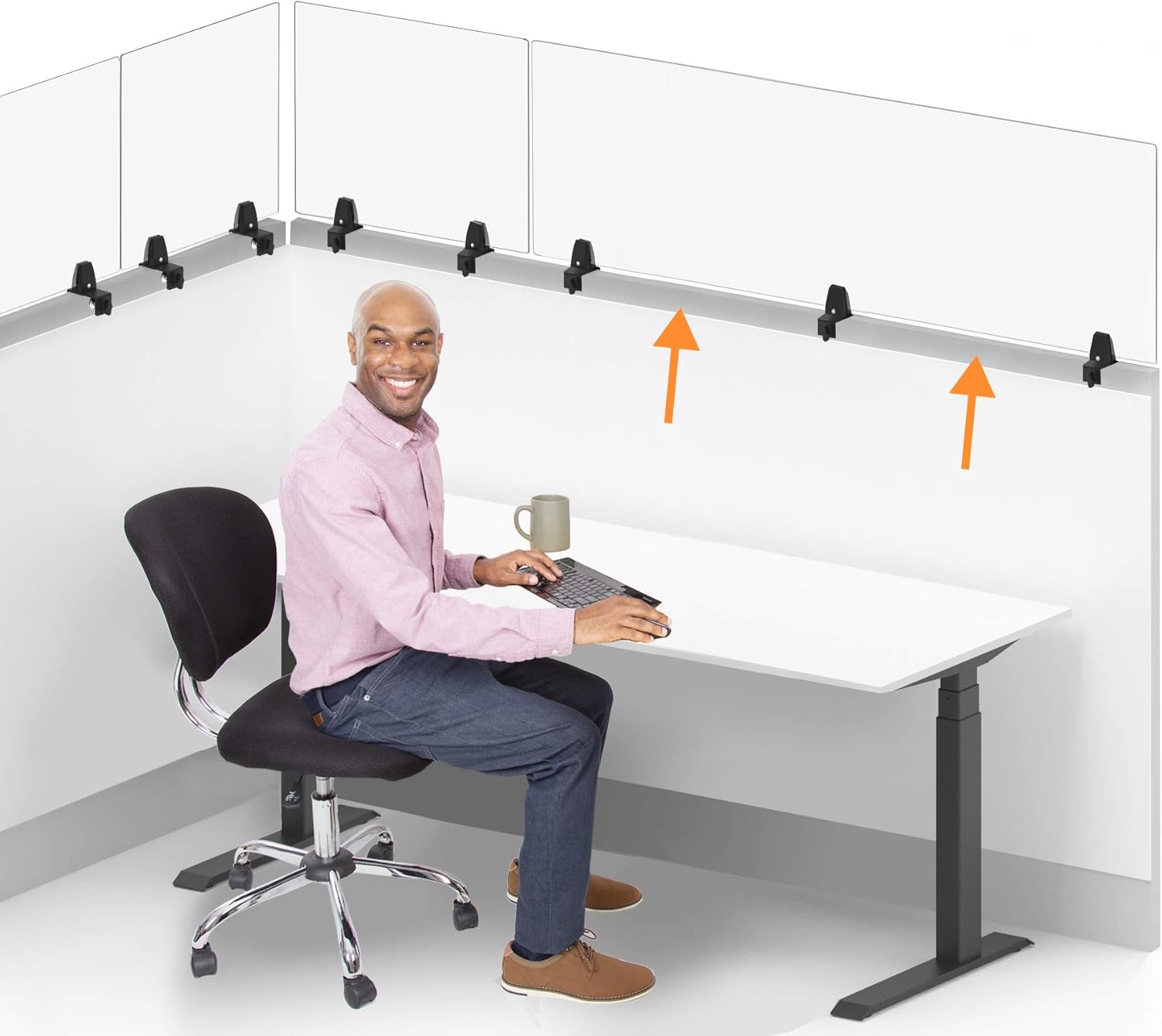 Stand Steady Clear Cubicle Wall Extender Single 60 in x