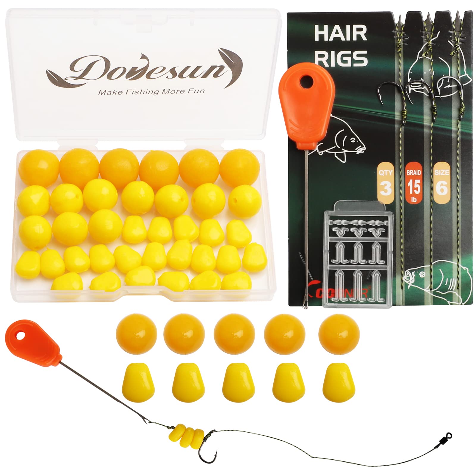 Dovesun 41PCS/151PCS Carp Fishing Hair Rigs Baits Carp Rigs Kit Fishing Equipment Accessories Size #6