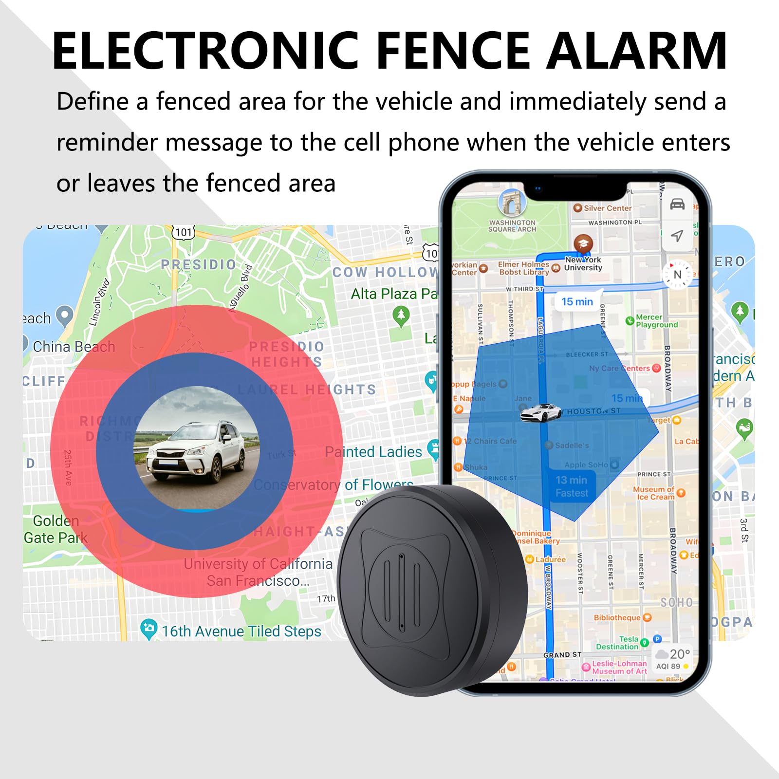 Quvjd GPS Tracker for Vehicles,Car GPS Tracker Portable Real Time Magnetic GPS Tracking Device,Full Global Coverage Location Tracker for Car,Kids,Dogs.No Monthly Fee/No Subscription Required