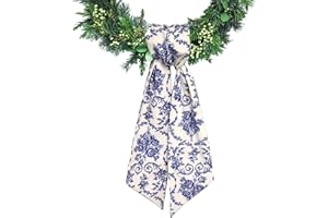 Ftuuo Floral Wreath Sash for Front Door Blue Flower Wreaths Satin Sash Garland Ribbon Accessories for Wreath Yard Doorway Indoor Outdoor Bow Bridal Shower Home Decor,4.72 x 45.27