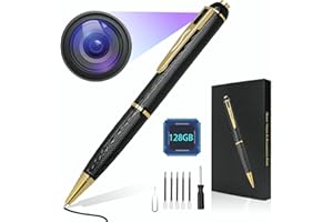 QETATIY 128G Hidden Camera, 1080P Spy Camera Pen, Body Camera, Mini Nanny Cam with 300 Minutes Video Loop Recording, Secret Camera-One Button Wireless Security Camera for Home