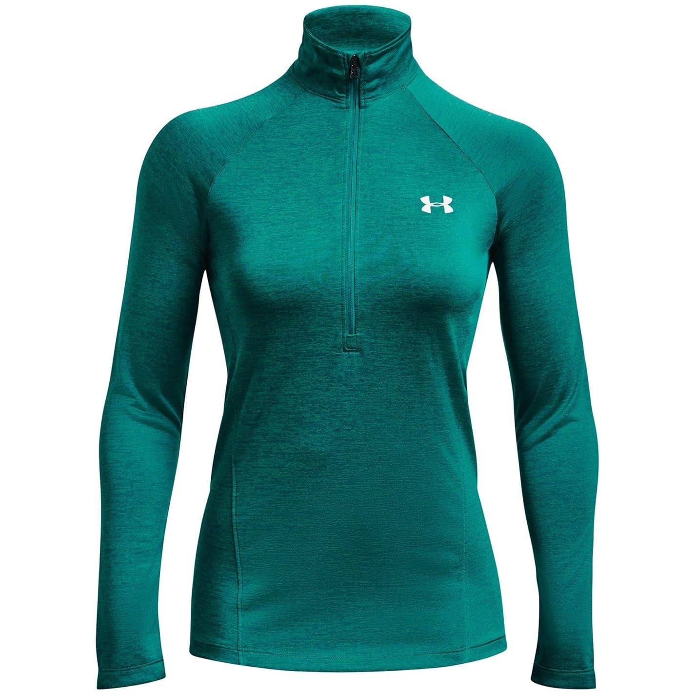 Under Armour Women’s Tech Twist ½ Zip Long-Sleeve Pullover, (722) Coastal Teal/Birdie Green/Metallic Silver, Small