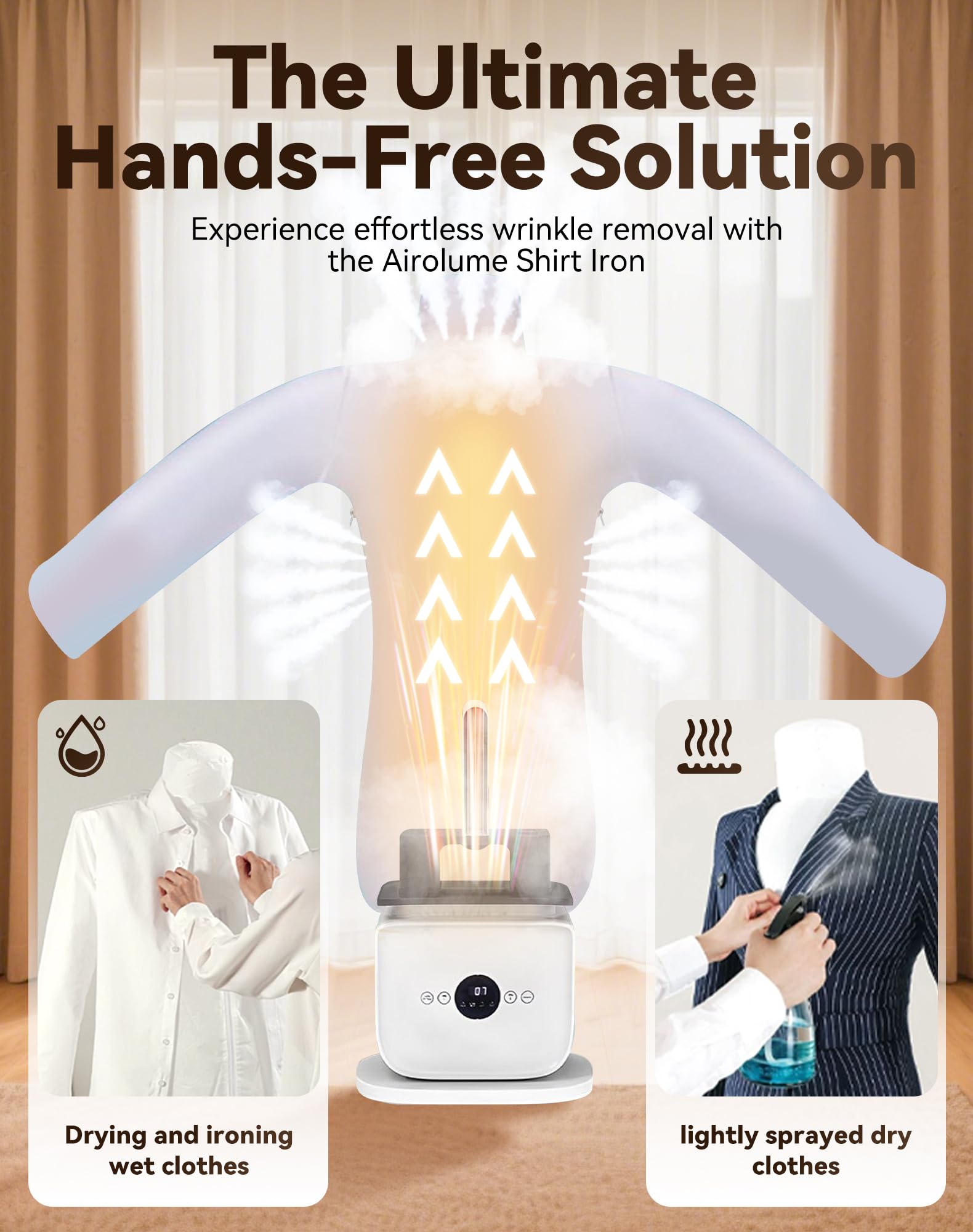 Automatic Steam Iron, Upgraded Touched Automatic Ironing Machine, 2026 New Hands-Free Automatic Ironing Machine 3.0, 8 Minutes Quick Ironed Dry, Time & Temperature Adjustable