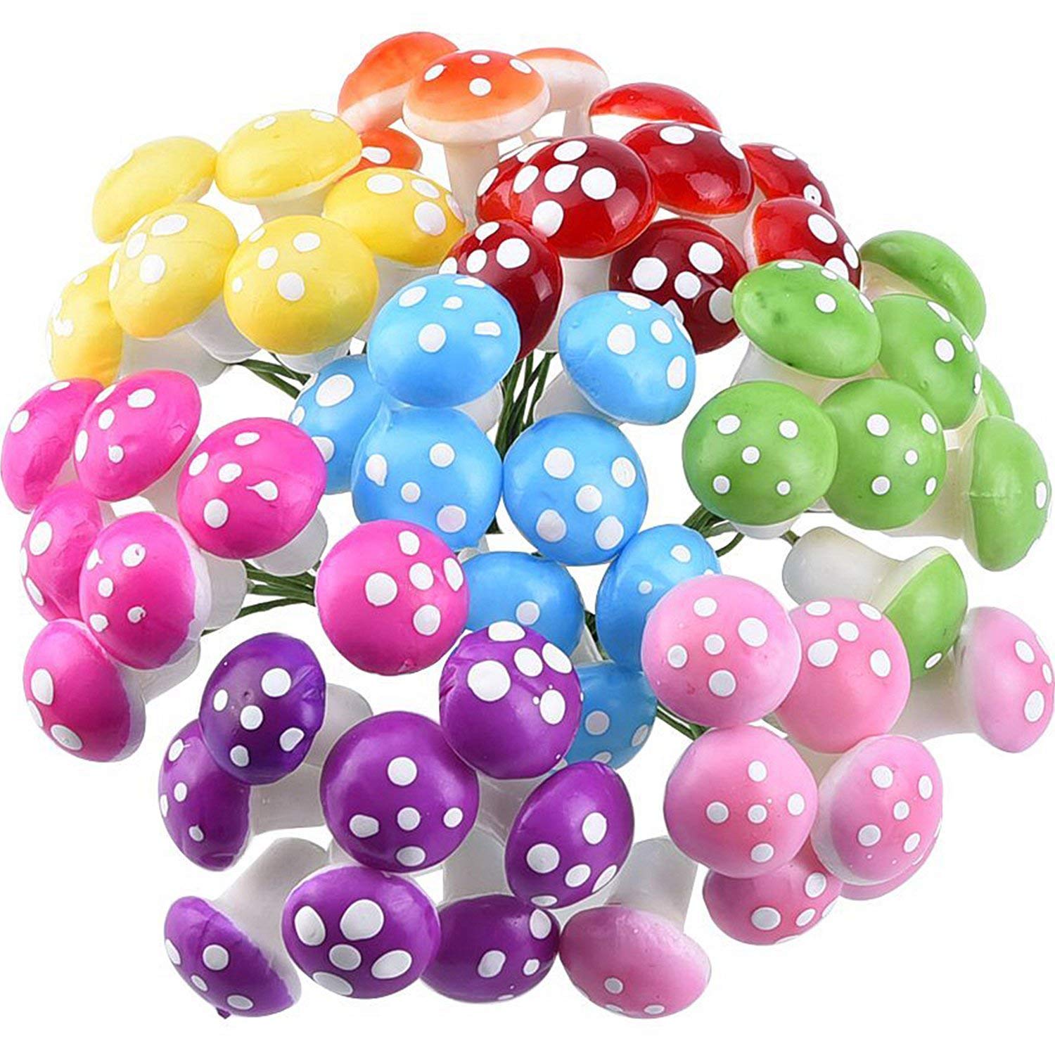 Shopready 24 Pieces Fairy Miniature Garden Ornaments, Mushrooms Set, 8 Colors