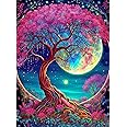 BLUEDP Moon Tree Diamond Painting Kits,Diamond Art Painting Kits for Adults,Full Round Drill Diamond Art Paint by Numbers Tree of Life Diamonds Gem Art Drill Home Decoration 12x16