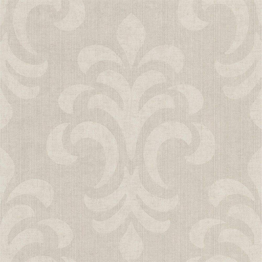 Grey & Beige Designer Damask Wallpaper Metallic Luxury Kenneth James Feature