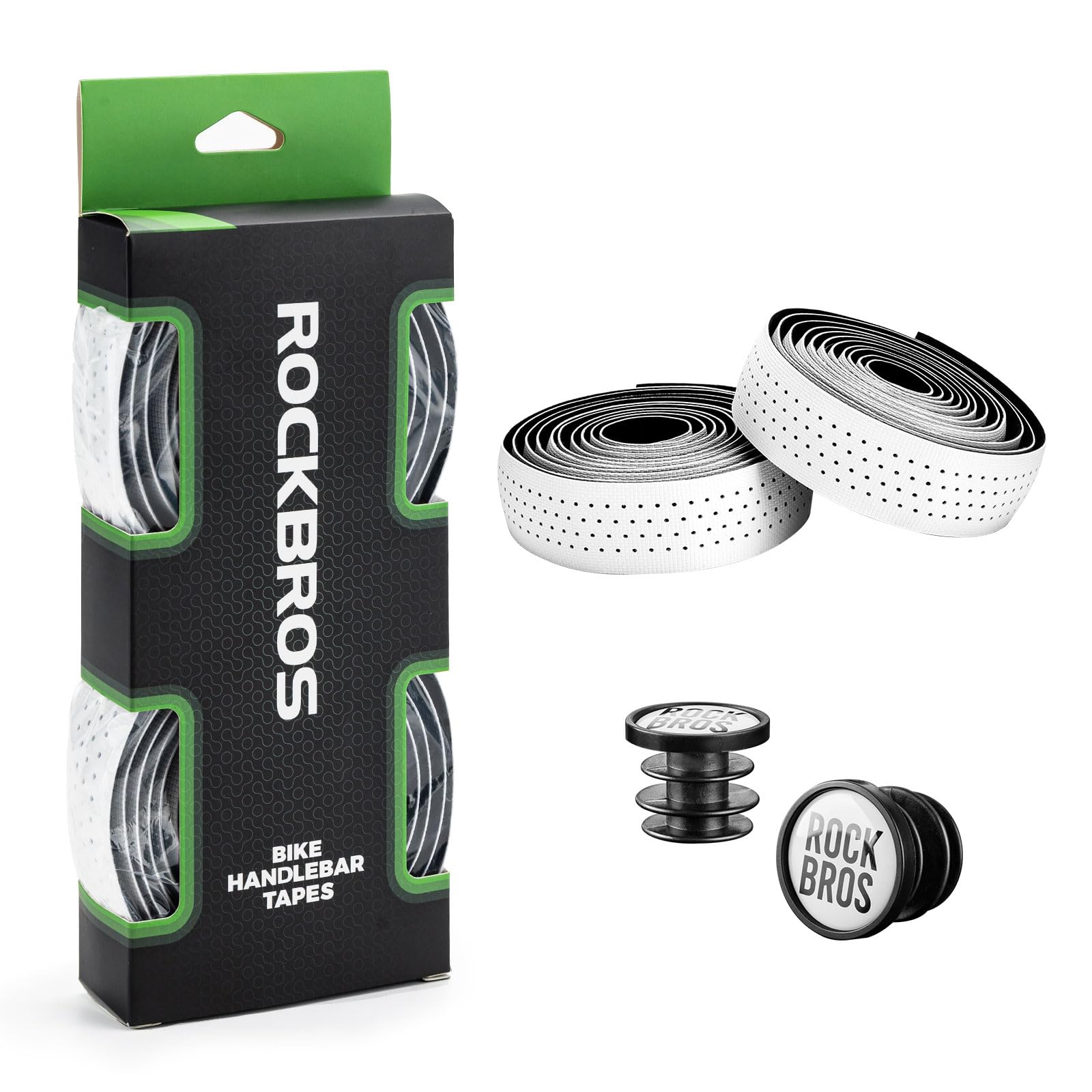 ROCKBROS Bicycle Handlebar Tape Breathable Road Bike Handle Straps Durable Grip Tape Cycling Handle Wraps Non-slip Shock-absorbing with Plug