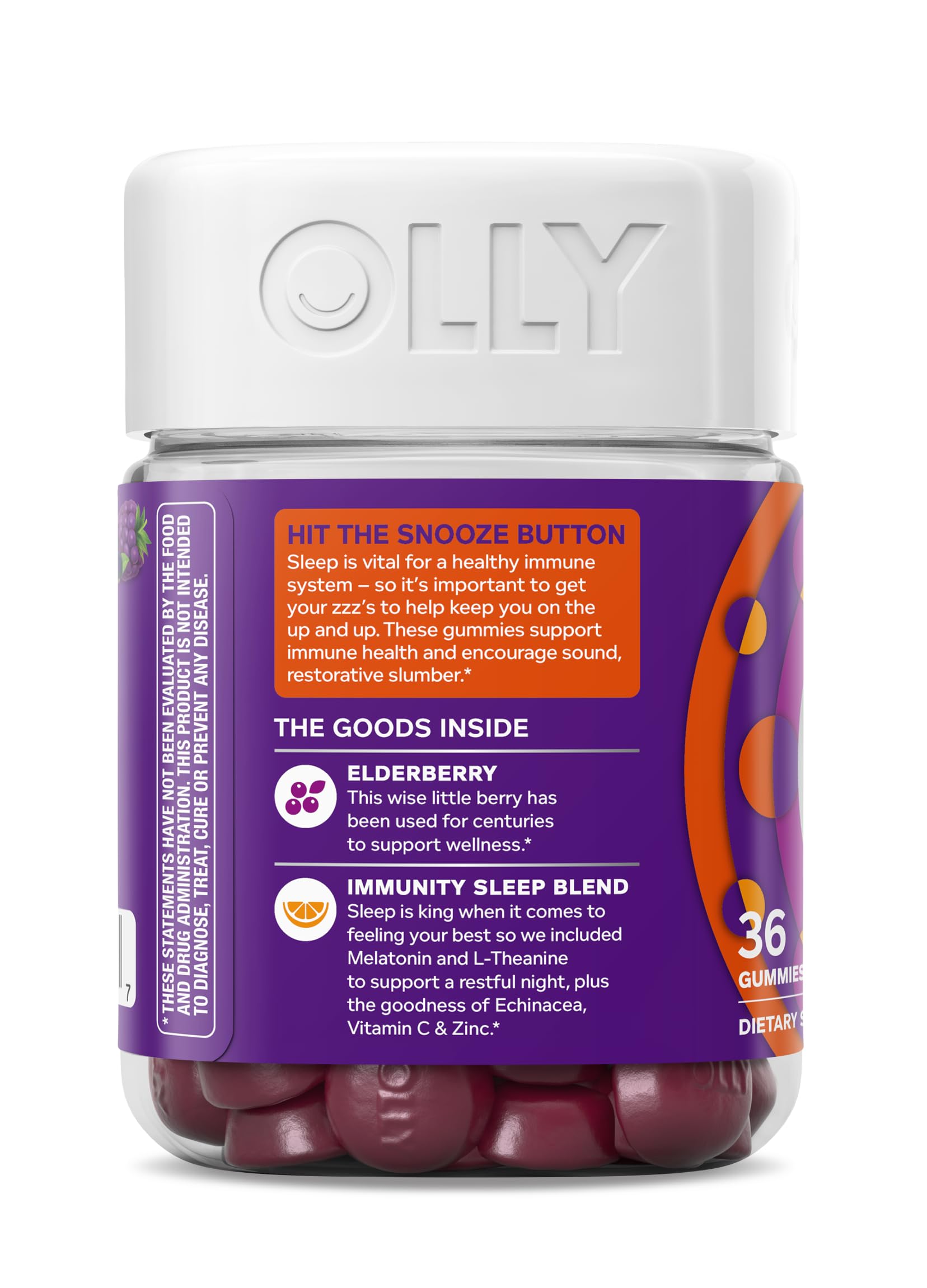 OLLY Sleep Immunity Melatonin Gummy, Vitamin C, Zinc, Echinacea, 3mg Melatonin, Immune and Sleep Support, Berry - 36