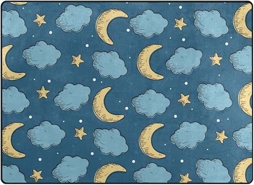 moon and stars nursery rug