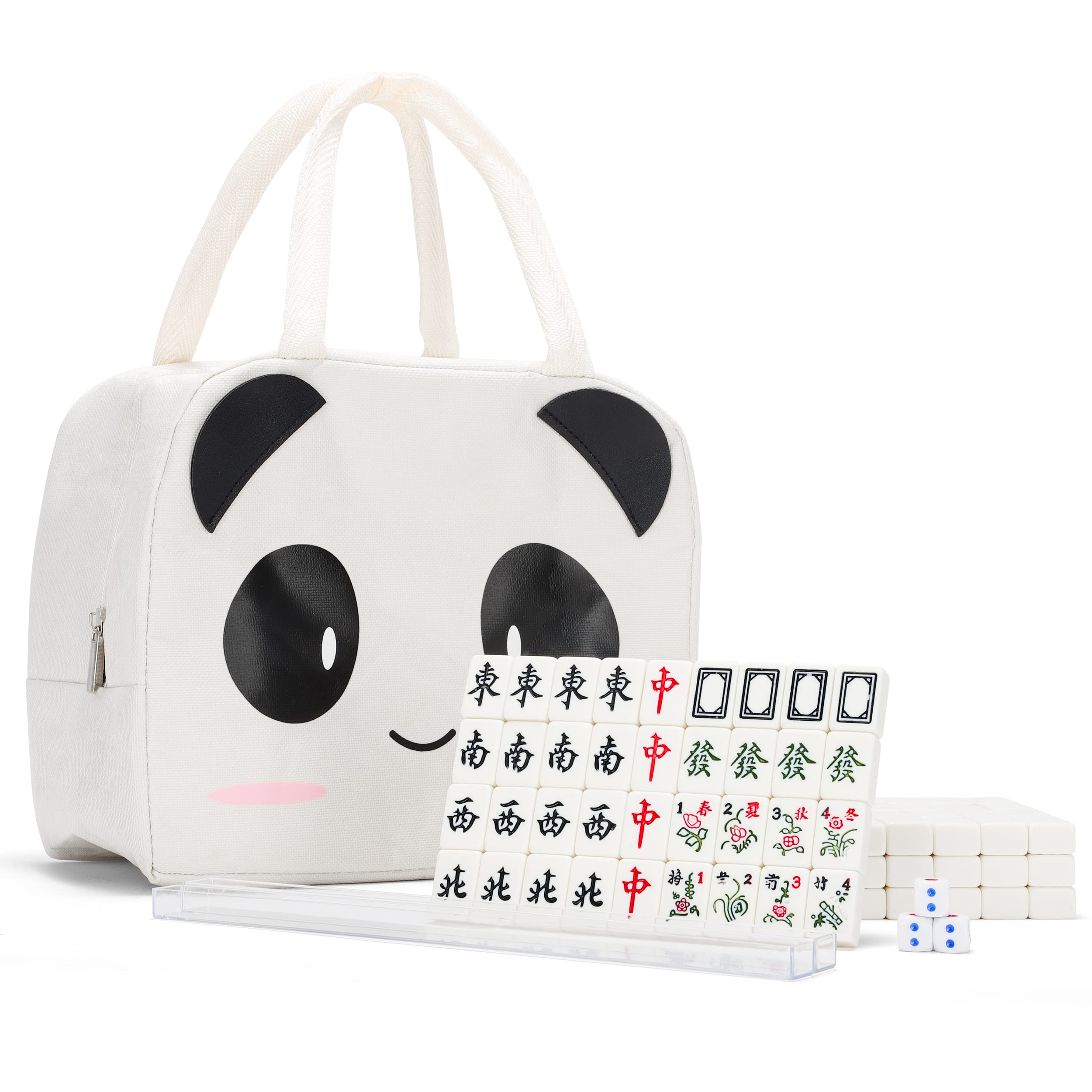 Photo 1 of drizzle 24mm Travel Mahjong Game Set Mini Panda - 0.9" Portable 144 Tiles - 4Pcs Racks Melamine Material Mah-Jong Family Leisure Time 2.76 Pounds - ????