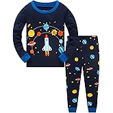 Akyzic Boys Pajamas Planet 100% Cotton Sleepwear Toddler Kids 2 Piece Long Sleeve Pjs 3-10 Years