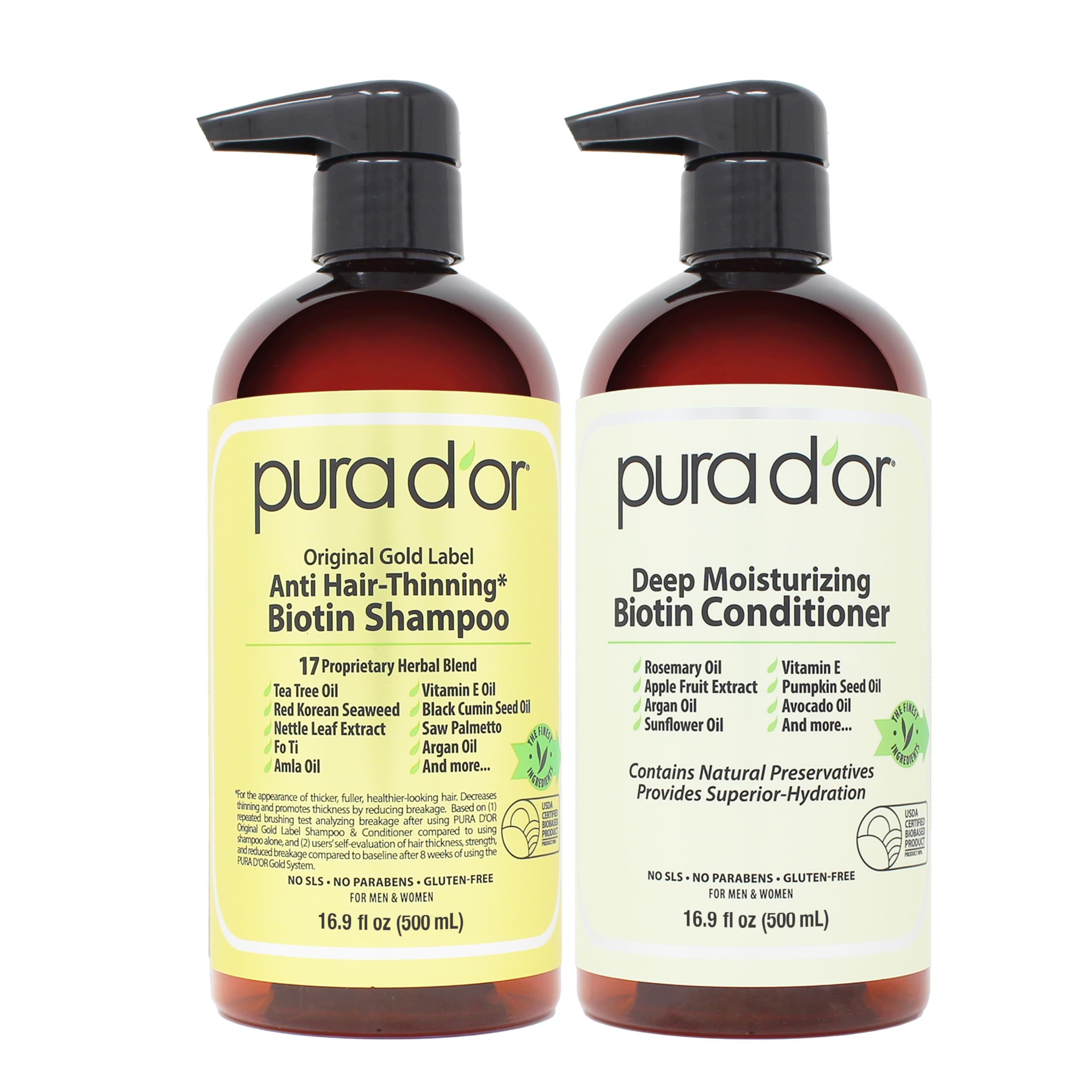 PURA D'OR Anti-Thinning Biotin Shampoo & Deep