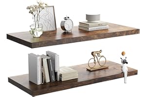 JPND Wall Shelf of Set 2, Floating Shelves 30 in W x 10 in D x 1 in H, Wooden Floating Wall Shelf with Invisible Brackets for