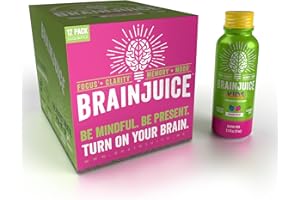 BrainJuice Kids Brain & Immune Support Shot, Gluten Free Supplement Shots for Energy, Focus, Immunity with Vitamin D, C, B, Alpha GPC & Organic Ginger Root, Ages 5+, Dragon Berry, 2.5 fl oz, 12 Pack