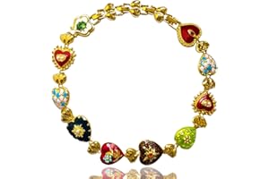 NABROJ Maximalist Sacred Heart Charm Necklace Birthday Gifts for Women - Chunky Funky Gold Renaissance Jewelry, Colorful Enamel Choker Collar, Bridesmaid Gifts