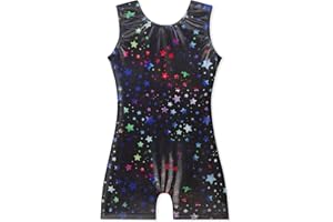 EQSJIU Gymnastics Leotards for Girls Kids Rainbow Mosaic Mermaid Butterfly Stars Leopard Galaxy Tie Dye Cosmos Leopard