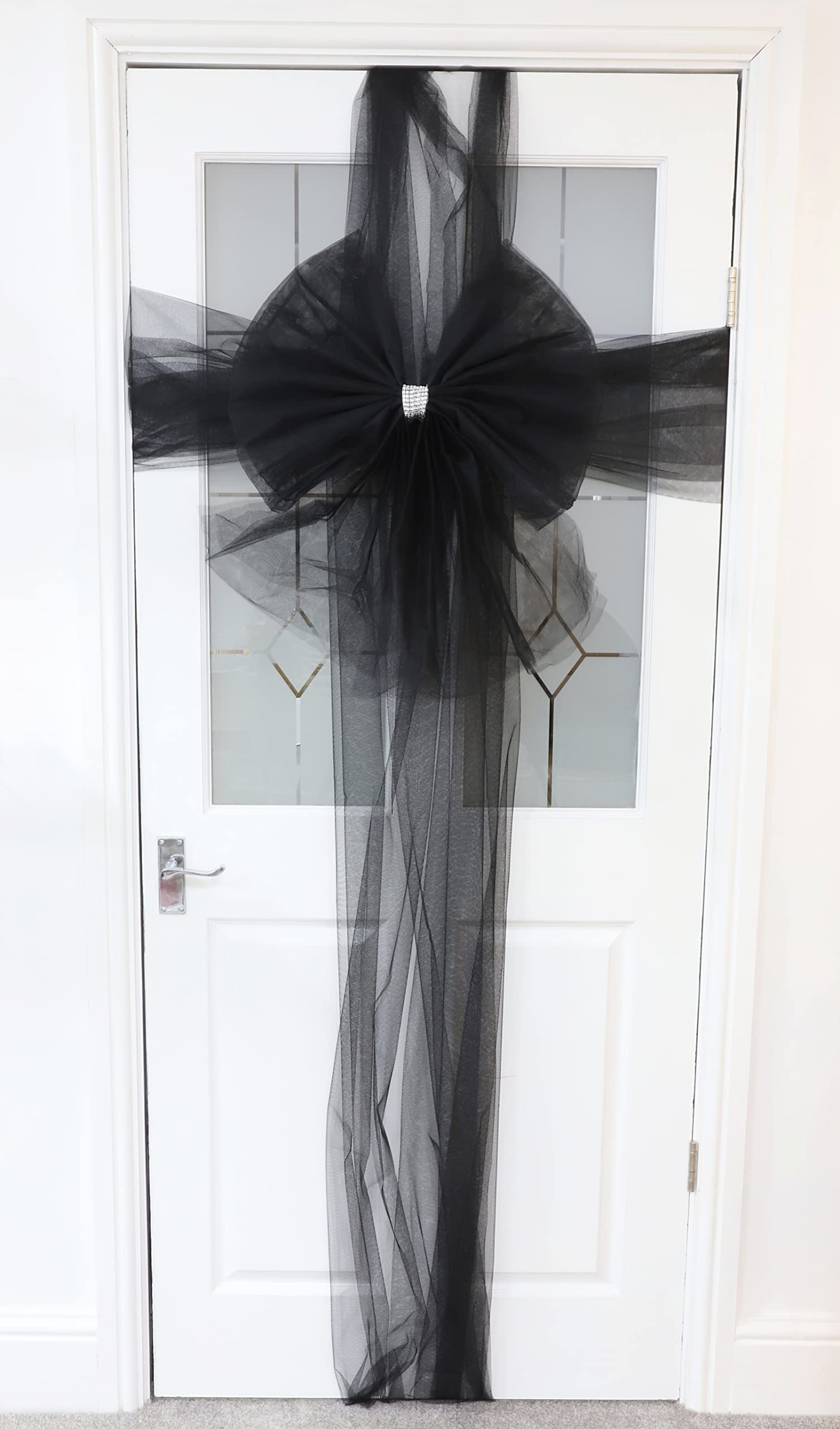 Christmas Concepts® DIY Decorative Door Bow With Diamante Decoration - Wedding/Parties/Christmas (Black)