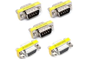 Oiyagai 5pcs DB9 RS-232 Adapter, 9-Pin Male to Female Coupler, Straight-Through (Not Null Modem), Nickel-Plated Connector for