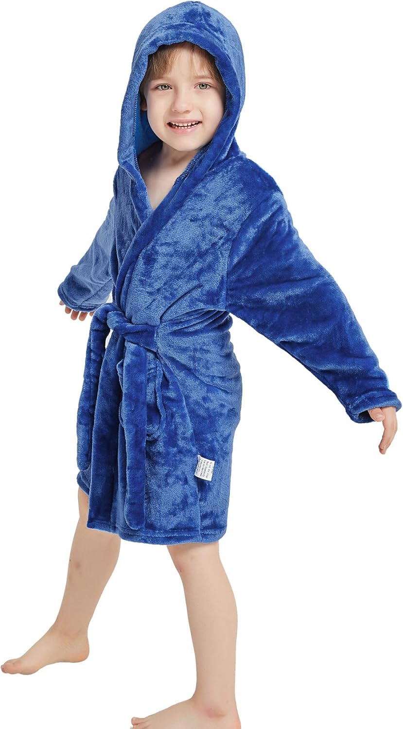 Kids Ultra-Soft Flannel Hooded Bathrobes for Boys and Girls: Clothing