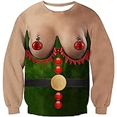 uideazone Unisex Ugly Christmas Sweater 3D Printed Funny Crewneck Pullover Sweatshirts for Xmas Party Celebration