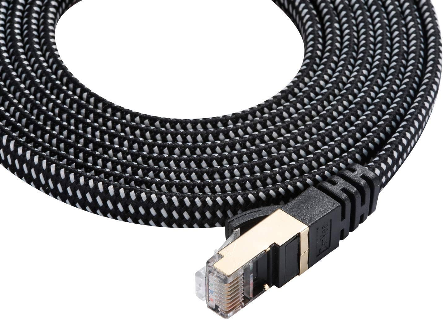 Cat 7 Ethernet Cable, DanYee Nylon Braided 10ft CAT7 High Speed Professional Gold Plated Plug STP Wires CAT 7 RJ45 Ethernet Cable 3ft 10ft 16ft 26ft 33ft 50ft 66ft 100ft (Black 10ft): Industrial & Scientific