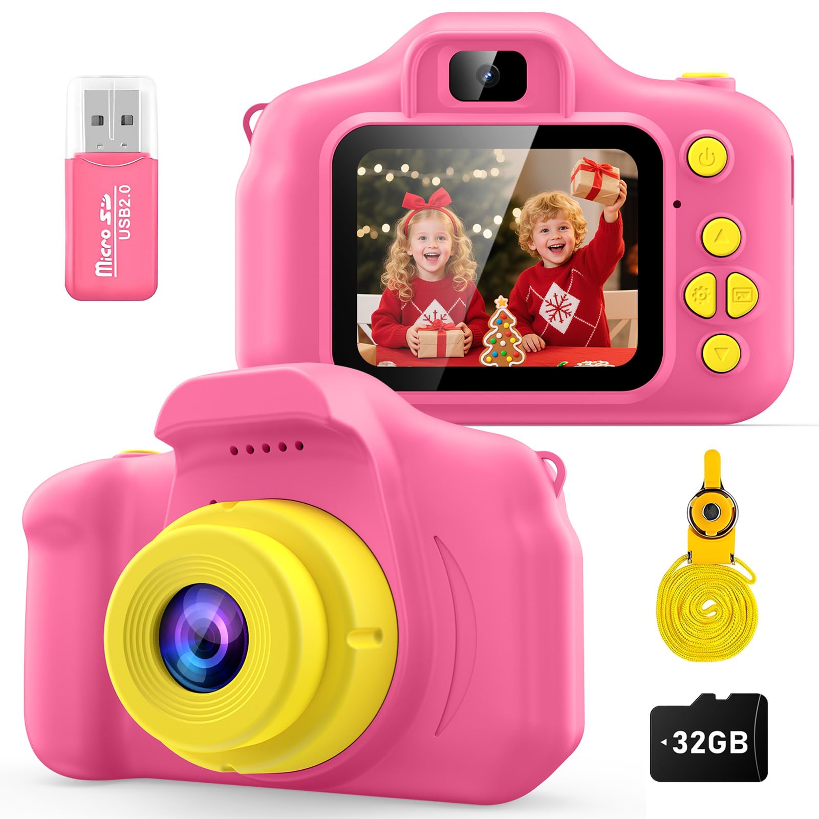 Photo 1 of Desuccus Kids Camera for Girls 3-12, 1080P HD Digital Camera with 32GB SD Card - Toddler Camera, Christmas Birthday Gift Toys for 4 5 6 7 8 9 10 11 Year Old Girls (Pink)
