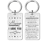 Gezxin My Favorite Granddaughter Valentines Day Gifts - Keychain for Granddaughter Birthday Easter Graduation Presents
