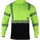 FONIRRA Safety Shirts for Men High Visibility Reflective ANSI Class Hi Vis Construction Work T Shirts Long Sleeve