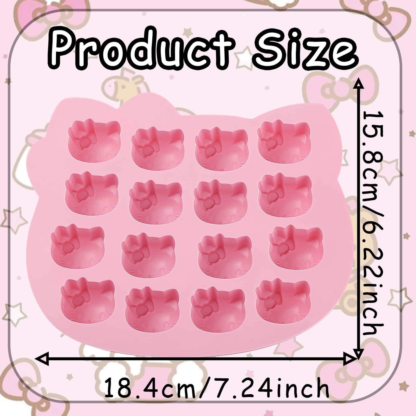Cute Kitten Chocolate Silicone Mold, Silicone Candy Molds 16 Cavity, Cat Ice Cube Tray for Baking, Cupcake Topper, Pudding, Butter, Gelatin, Jelly, Bath Bomb, Candle, Plaster, Resin, Clay