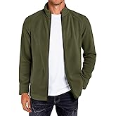 Runcati Mens Fleece Jacket Full Zip Lightweight Stand Collar Warm Jackets Casual Outdoor Windproof Coat with Pockets