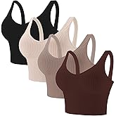 Eleplus 4 Pieces Comfy Cami Bra for Women Crop Top Yoga Bralette Longline Padded Lounge Bra Pack of 4