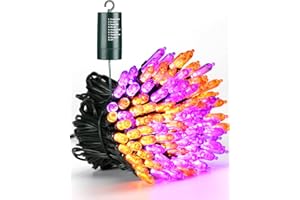 Flacchi Orange Purple Halloween String Lights 100 LED 33 ft Battery Operated String Lights Waterproof 8 Modes & Auto Timer Mini Lights for Party, Halloween Decorations, Outdoor & Indoor Decor
