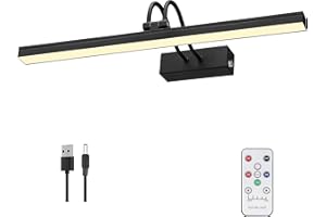 LEEQVHOOLL Wireless Picture Light, 16" Art Lights for Wall Paintings, Remote & Rechargeable Gallery Painting Light Battery Operated, 280lumen Dimmable 48 LED Artwork Picture Lighting (Black)