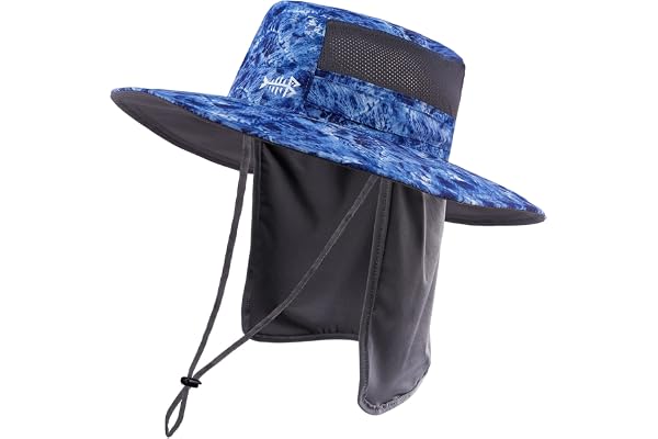 Bassdash UPF 50+ Sun Fishing Hat Water Resistant with Detachable Neck Flap Big Size