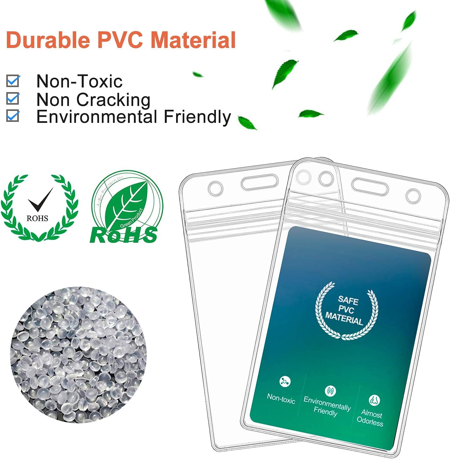 Ktrio 2 Pack ID Badge Holders & Retractable Carabiner Reel Clip, Vertical Name Badge Holder with 28” Kevlar Pull Cord, Heavy Duty Clear PVC Plastic Tag Sleeves for Office, Nurse, Key, Lanyard, Black : Office Products