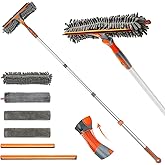 Eazer 2-in-1 Window Cleaner Tool, 64'' Window Squeegee for Home, Window Cleaning Squeegee Kit with Telescopic Pole, Window Washing Kit with Rotatable Bendable Head(Threaded + Telescopic) - EAW01