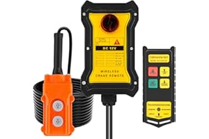 Fulgutonit 2-in-1 Wireless Crane Remote Control,12V Dump Trailer Controller, Industrial Hoist Truck Up Down Switch, Compatible with 2 and 3 Solenoid Coil Trailers