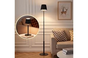 SisiHokai Modern LED Floor Lamp for Living Room, Tall Standing Lamp for Corner, Reading, Cordless, Rechargeable, Dimmable, He
