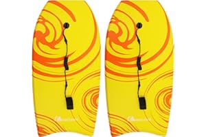 MOON LENCE 2 PCS Body Boards for Beach, 33" - 41" Lightweight Body Board for Kids & Adults with EPS Core, Wrist Leash & Slick Bottom
