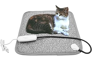 Pet Heating Pad, Dog Cat Electric Heated Blanket Mat, Temperature Warming Cushion Bed with Anti Bite Tube