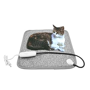 Pet Heating Pad, Dog Cat Electric Heated Blanket Mat, Temperature Warming Cushion Bed with Anti Bite Tube