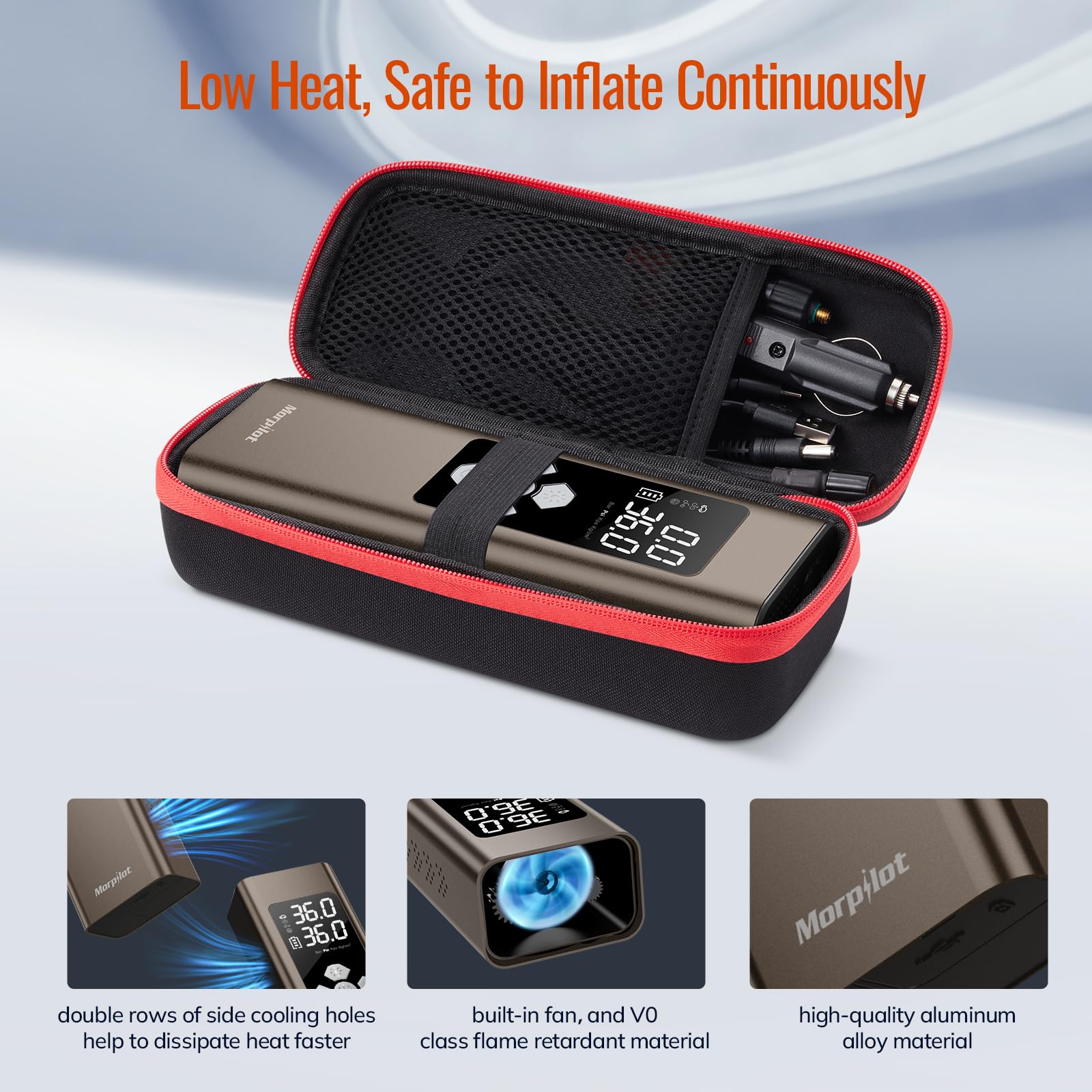 Morpilot Tire Inflator Portable Air Compressor, 2X Faster Inflation(9000mAh Battery & 12V DC Cord) Car Tire Pump with LCD Dual Display, 150PSI Electric Air Pump for Car SUV MPV RV Bike Ball