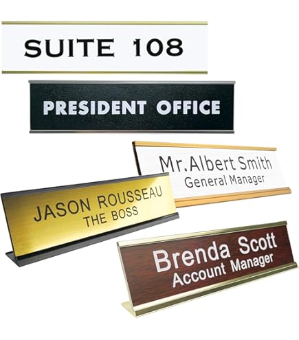 SINYUDUN Personalized Office Name Plate - 4x10 Custom Engraved Door Sign With Aluminum Holder