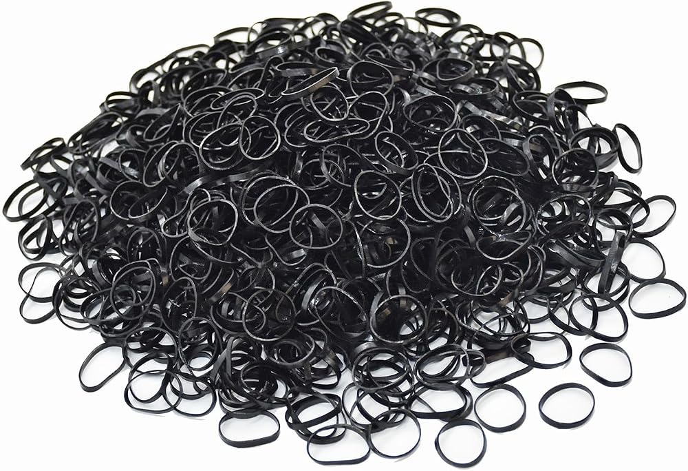 TONGTLETECH Mini Hair Rubber Bands 500 Black Soft Elastic Braiding Ties
